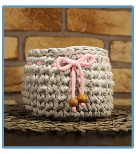 ręcznie robiony koszyk anetka handmade ze sznurka bawełnianego